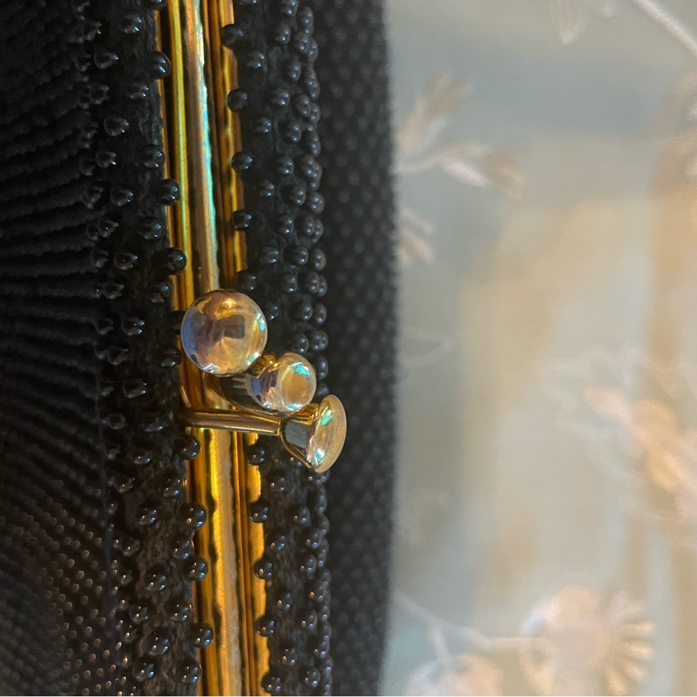 Black Beaded Corde’ Bead Vintage Bag - Picture 12 of 14